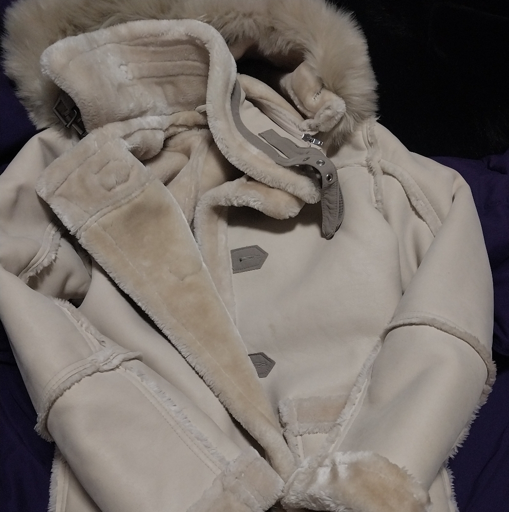 Cream Faux Fur Lined Coat